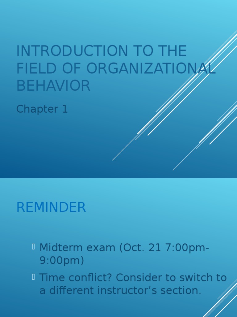 Introduction To The Field of Organizational Behavior | PDF ...