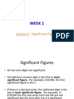 Week 1: Lecture 2: Significant Figures