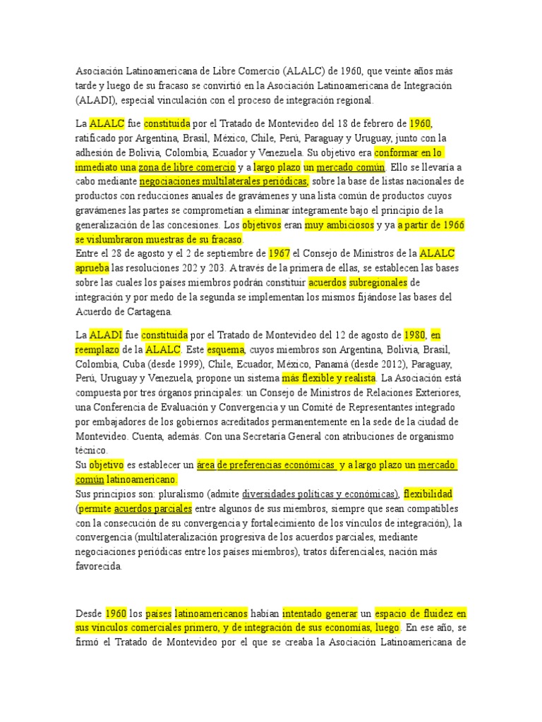 Asociación Latinoamericana de Libre Comercio Comercio El comercio