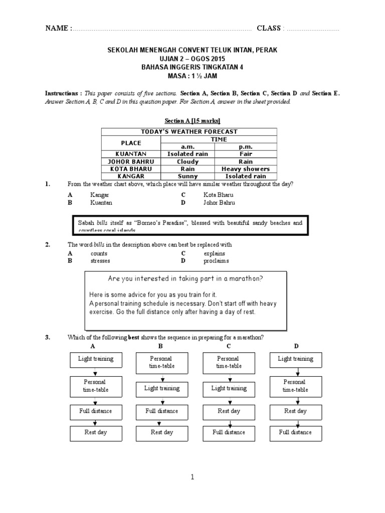 English Exam Paper for Form 4 Students | PDF