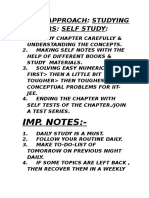 Imp. Notes:-: Study: Approach: Studying Chapters: Self Study
