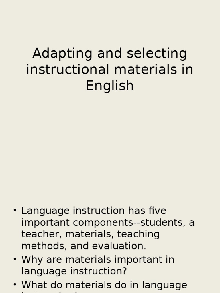 Adapting and Selecting Instructional Materials in English Download