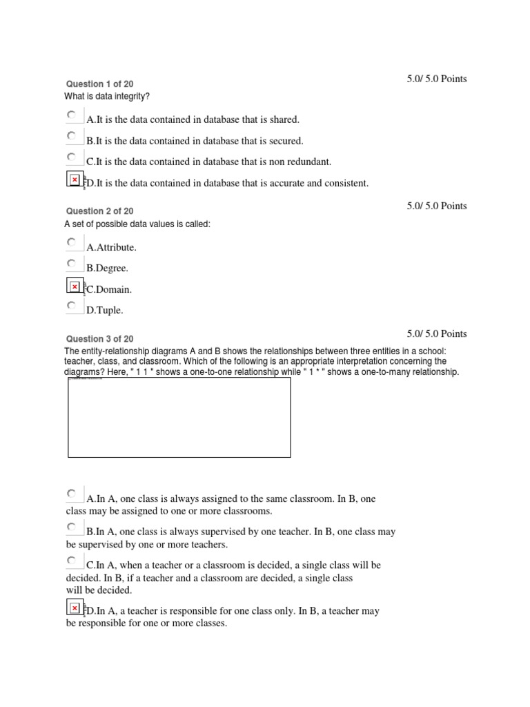Database Concepts and Relationships Quiz | PDF