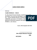 Carta poder simple Claro Móviles