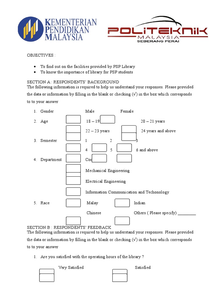 PSP Library Student Feedback Survey | PDF | Libraries | Survey Methodology