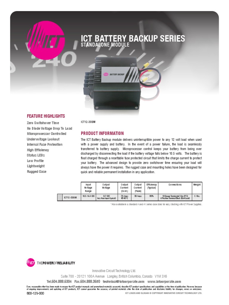 ICT_Battery-Backup-Module.pdf | Battery (Electricity ...