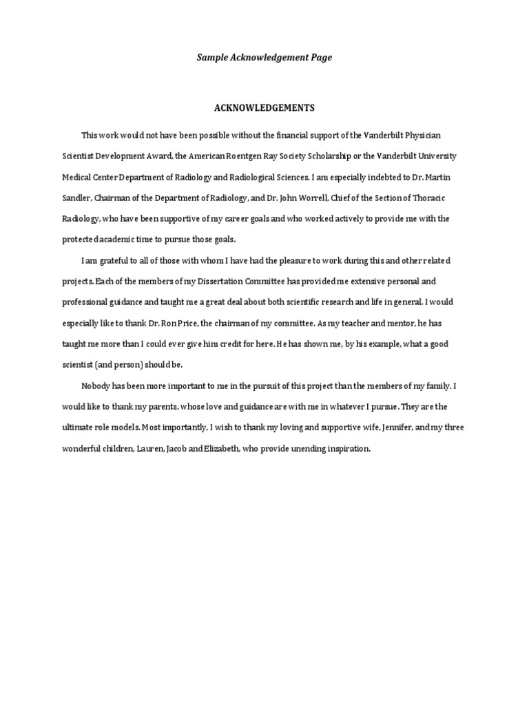 Sample Acknowledgement Page | PDF