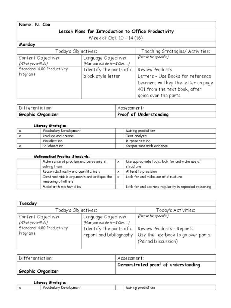 Office Productivity Lesson Plans | PDF | Visualization (Graphics ...