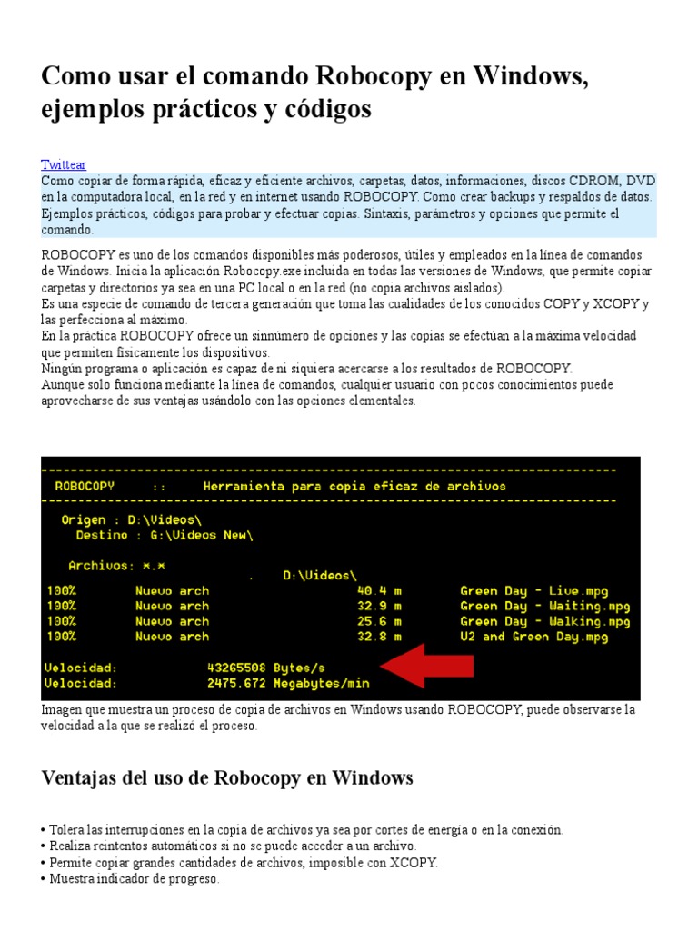 Como Usar El Comando Robocopy en Windows | PDF | Archivo de computadora ...