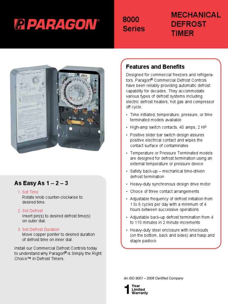 Paragon 8000 Series English DEROST TIMER | PDF | Switch | Timer