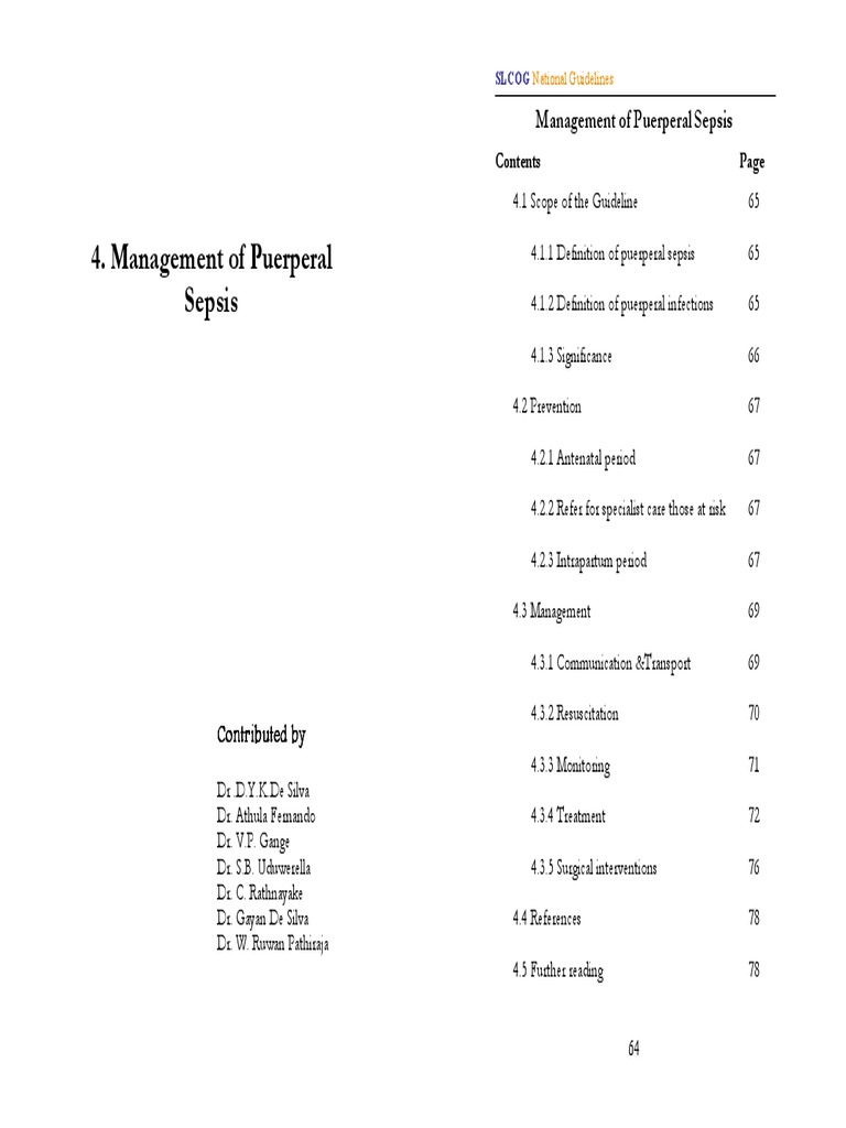 Management of Puerperal Sepsis Guidelines | PDF | Intravenous Therapy ...