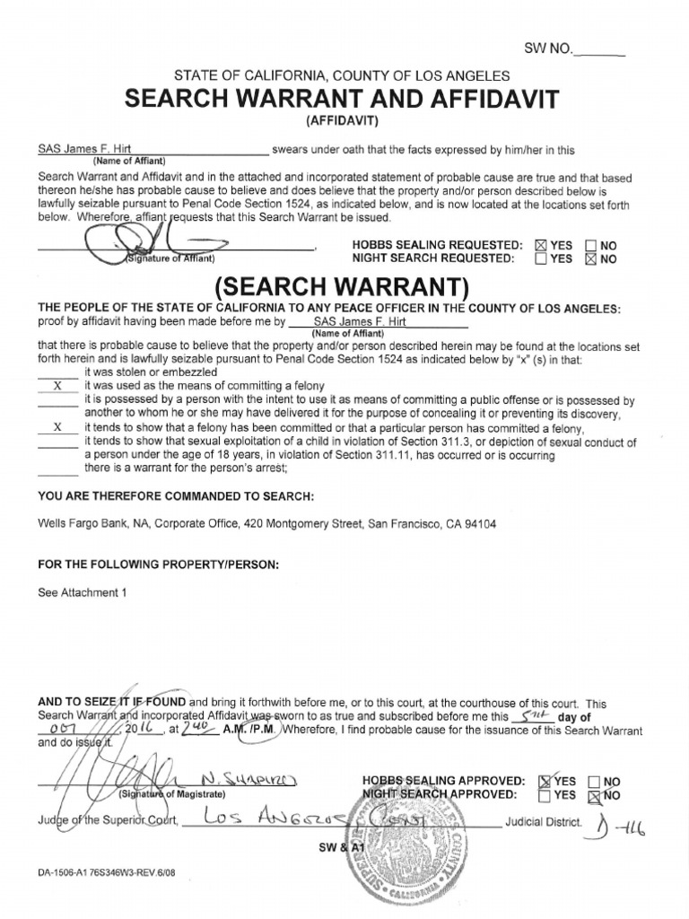 Wells Warrant PDF