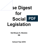 Case Digest For Social Legislation: Neil Bryan N. Moninio M6