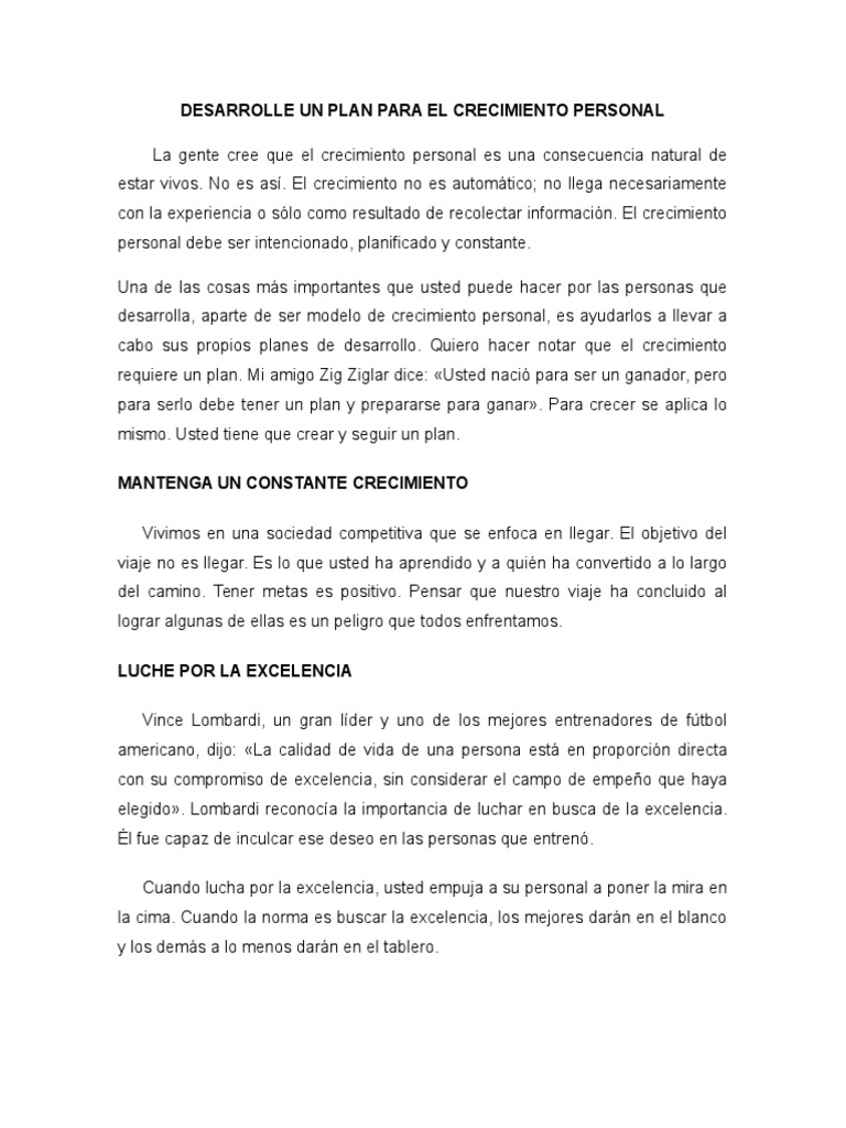 Plan de Crecimiento Personal Efectivo | PDF | Charlie Chaplin ...