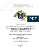 La Ocupación Prehispánica Del Valle Quilcamayo-Tintiri, Azángaro, Puno: Las Excavaciones en El Sitio Formativo Chaupisawakasi