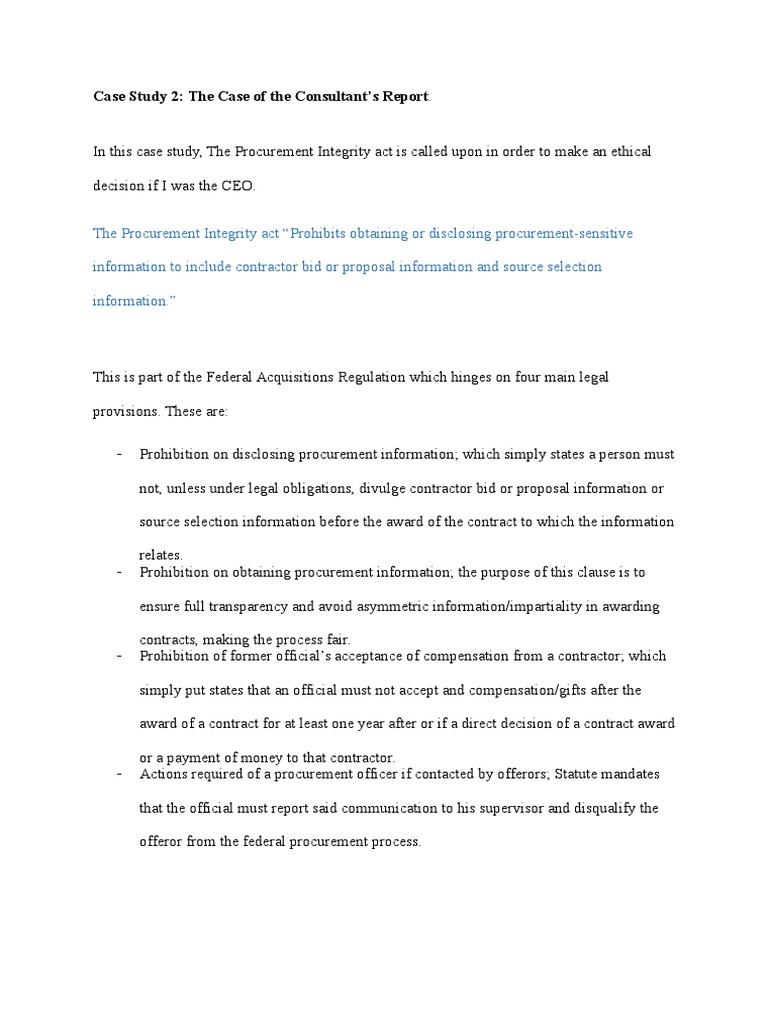 Case Study 2 Procurement Offer And Acceptance