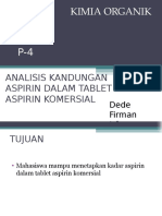 Analisis Kandungan Aspirin Dalam Tablet Aspirin Komersial