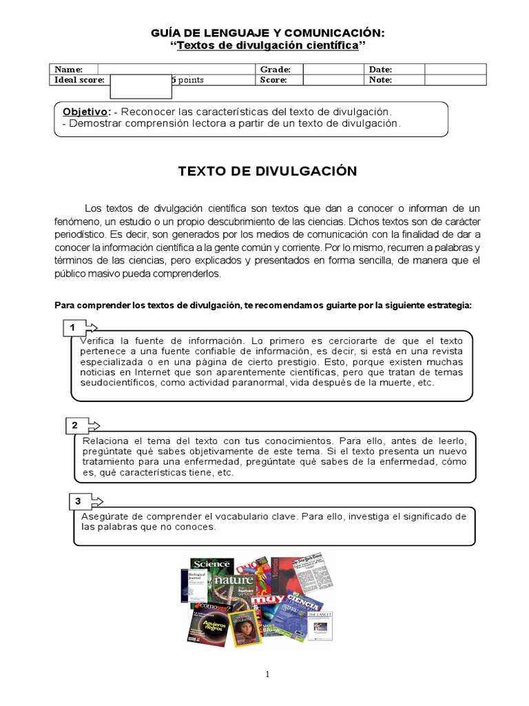 Guía texto divulgación