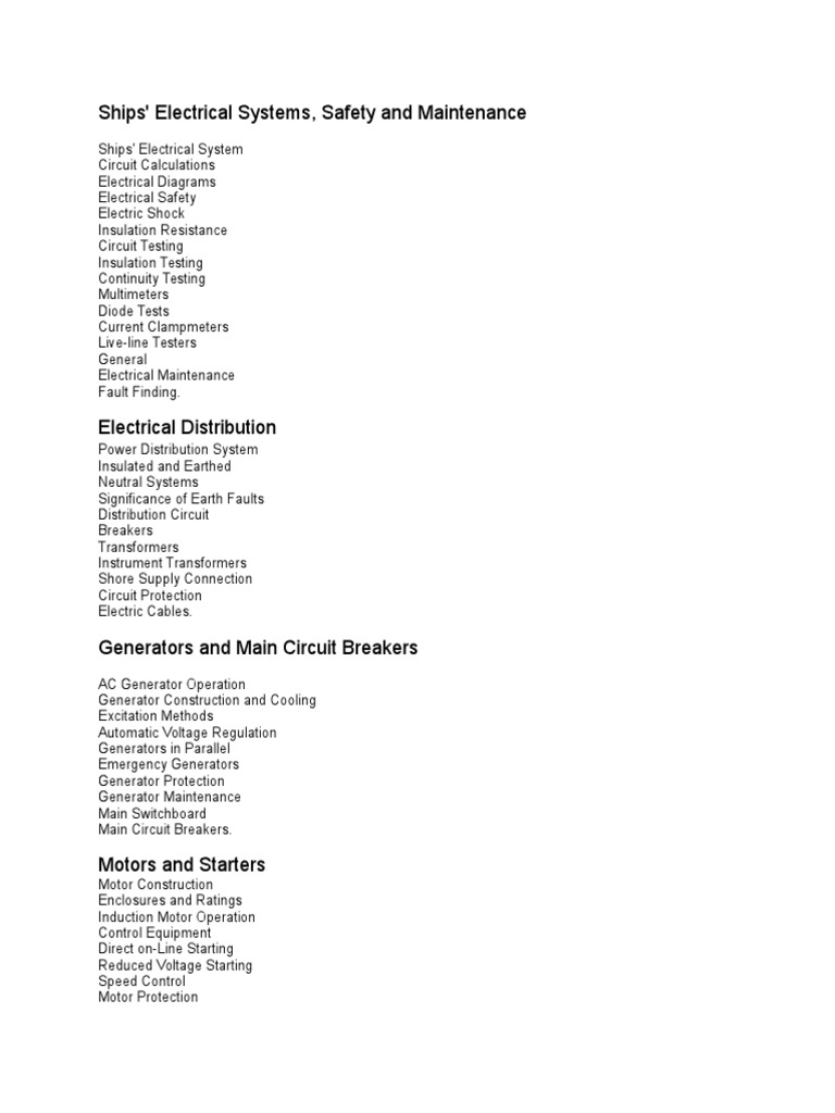 Ship Electrical Systems Maintenance Guide | PDF | Technology & Engineering