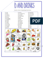 Match Foods and Drinks Illustrations Word Grid Activity
