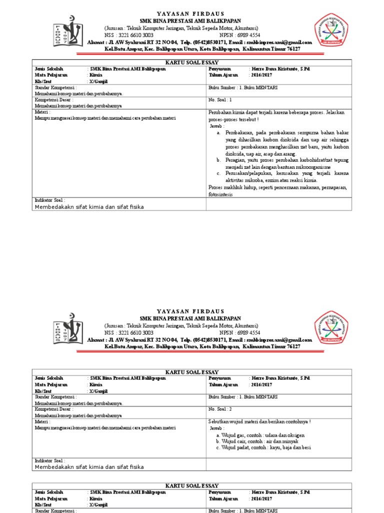 Bentuk kartu soal essay 06 image