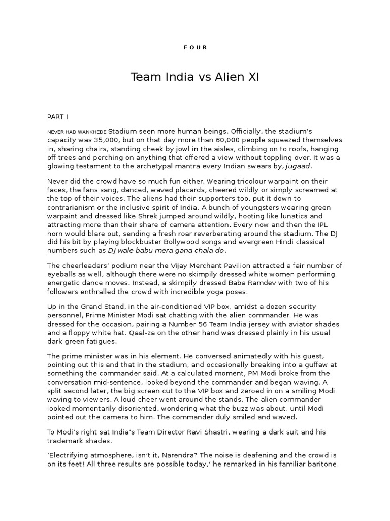 Alien Cricket Match at Wankhede | PDF | Bowling (Cricket) | Ball Games