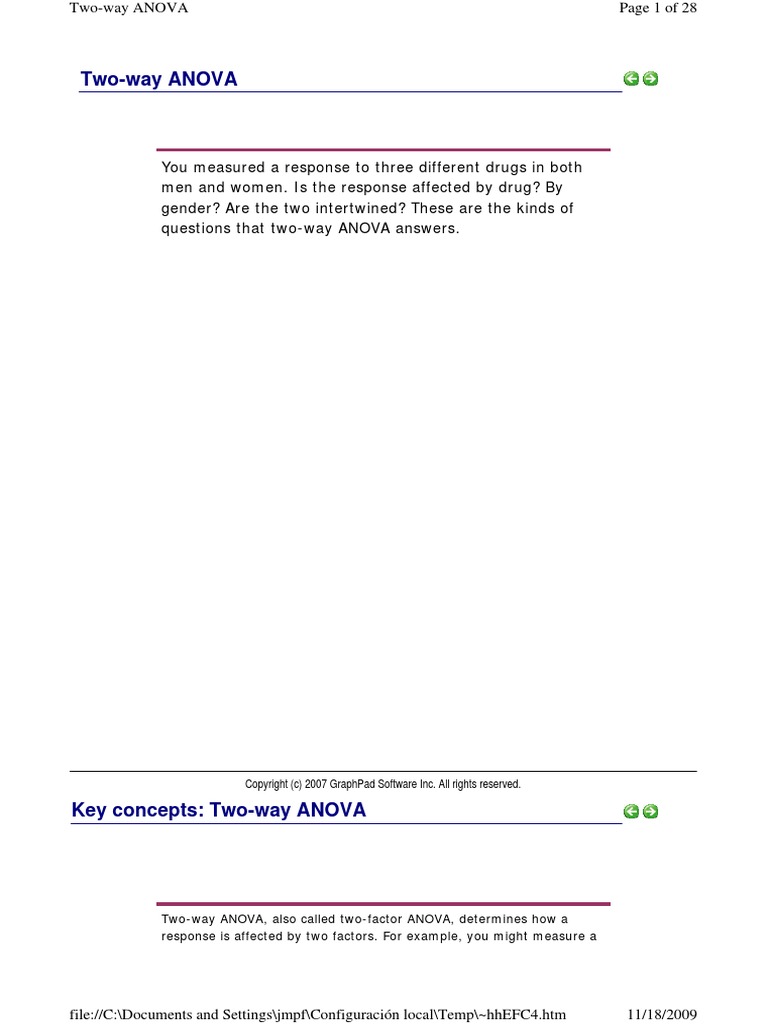 GraphPad Prism 5 Two-Way ANOVA | PDF | Analysis Of Variance | P Value