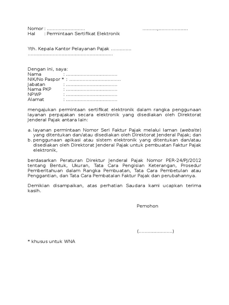 50++ Contoh surat permintaan sertifikat elektronik yang sudah diisi terbaru terbaik