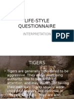 Lifestyle Questionnaire Interpretation