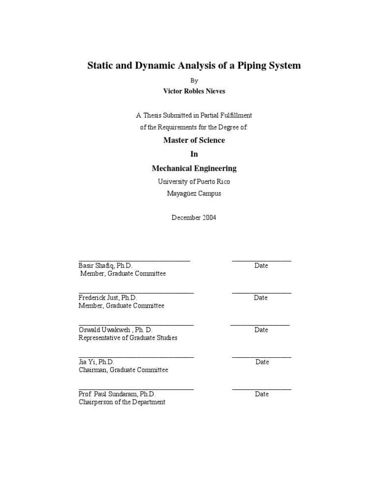 Static & Dynamic Analysis of Piping System | PDF | Thermal Expansion ...