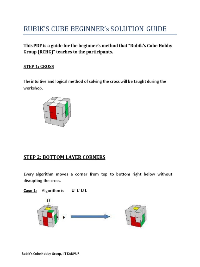 RUBIK's CUBE BEGINNERS METHOD PDF | PDF | Theoretical Computer Science ...
