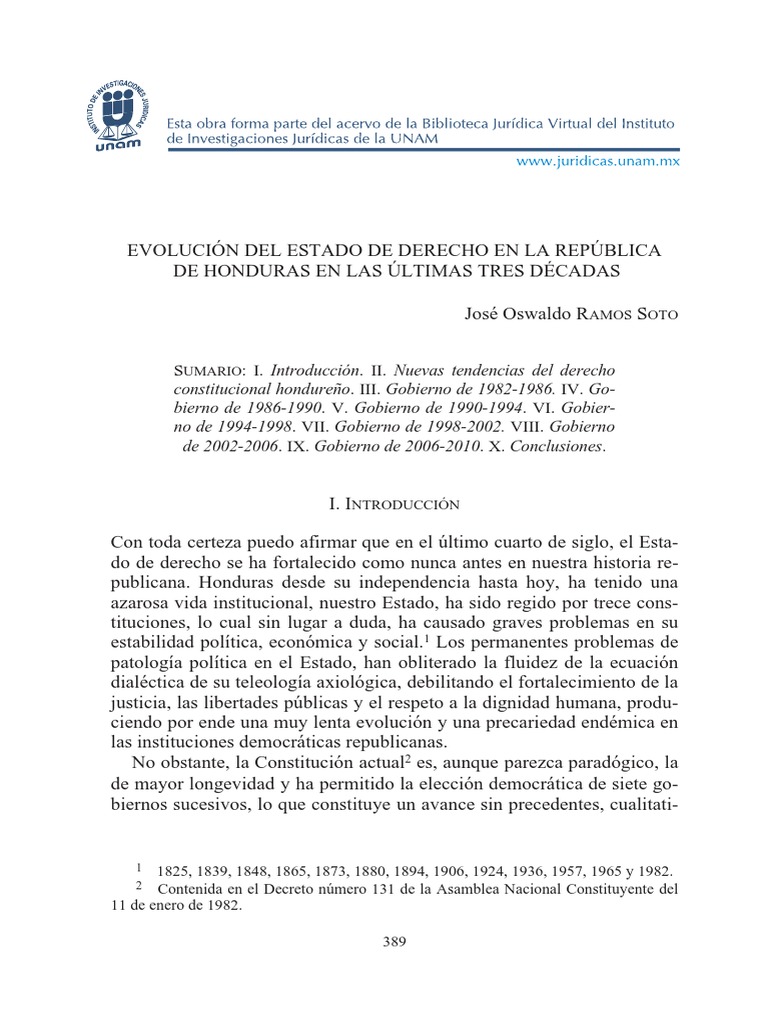 Evolución del Estado de Derecho en Honduras | PDF