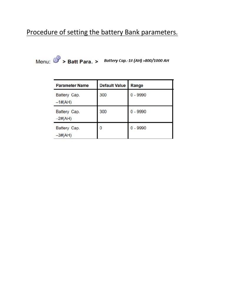 Setting Battery Bank Parameters Guide | PDF