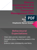 Characteristics of A Good Personal Classroom Management