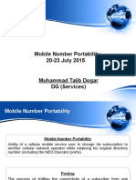 Mobile Number Portability 20-23 July 2015