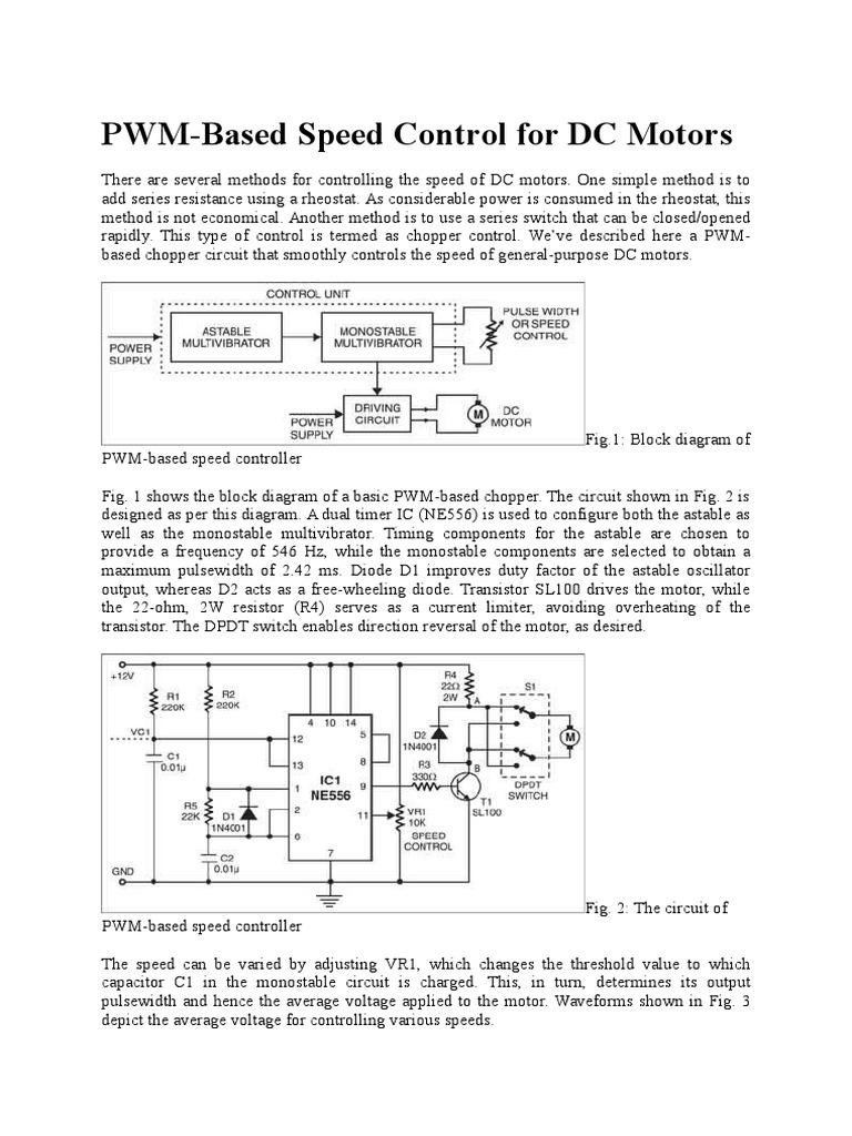 PWM Speed Control Circuit for DC Motors | PDF