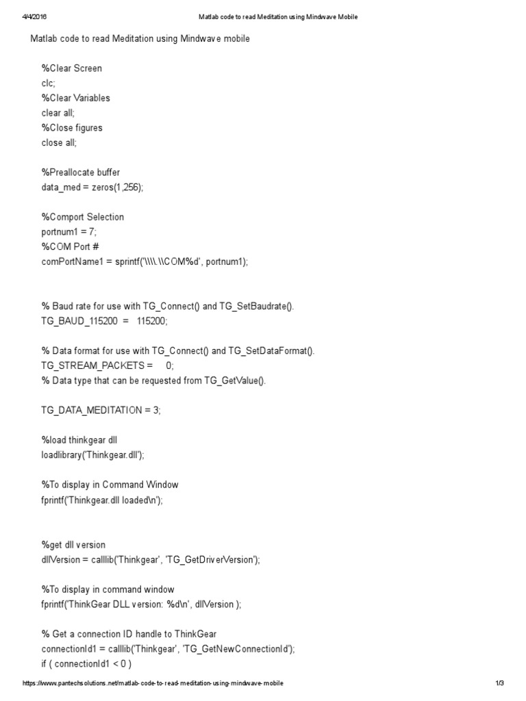 Matlab Meditation Data Reader | PDF