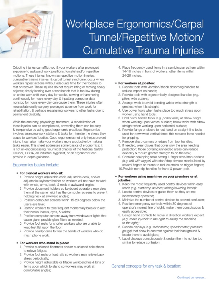 Ergonomics for Injury Prevention Guide | PDF | Human Factors And ...