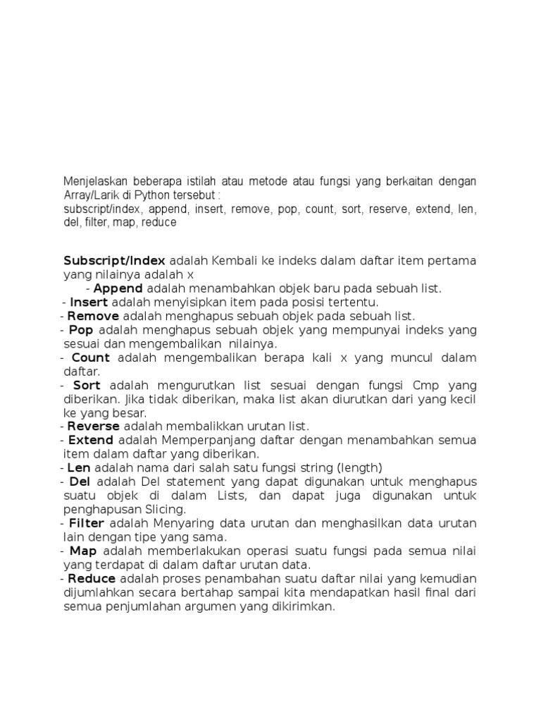 Fungsi Dasar Array di Python | PDF | Metode & Bahan Ajar | Komputer