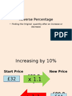 Reverse Percentage - : Finding The Original Quantity After An Increase or Decrease