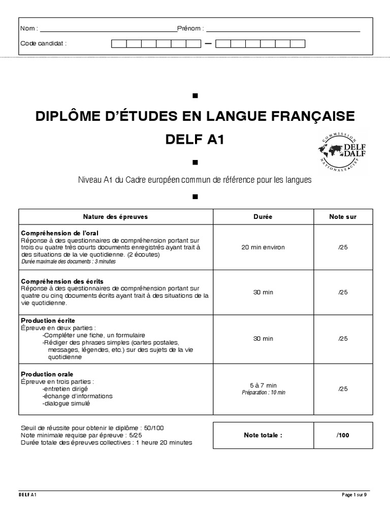 Delf A1 PDF | PDF | euro | Orthographie