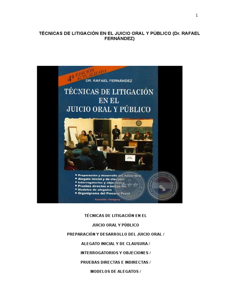 Técnicas de Litigación en El Juicio Oral y Público