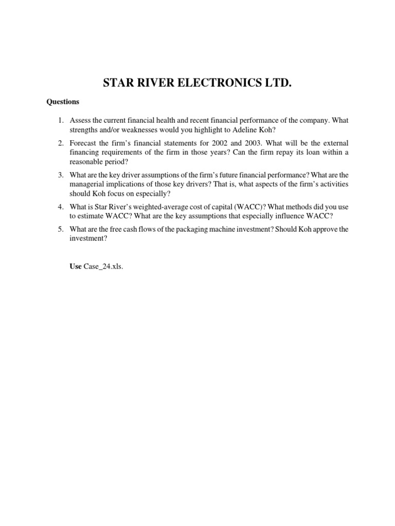 Case 24 Star River Electronics LTD Questions PDF