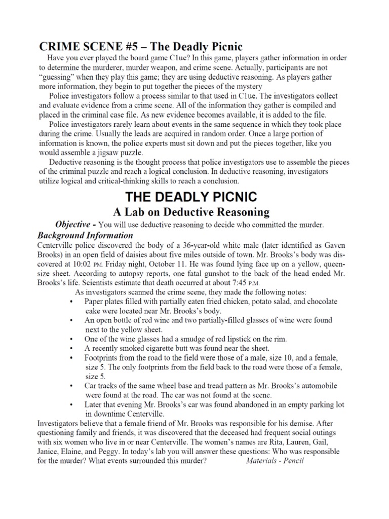 Deadly Picnic Student PDF