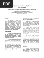 Aaexperiment 4: Conditions For Equilibrium Laboratory Report