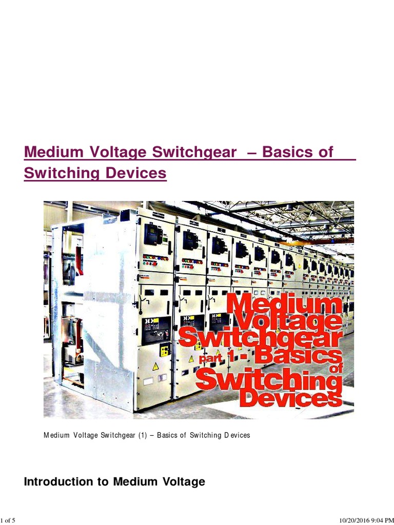 Medium Voltage Switchgear Basics of Switching Devices Electric