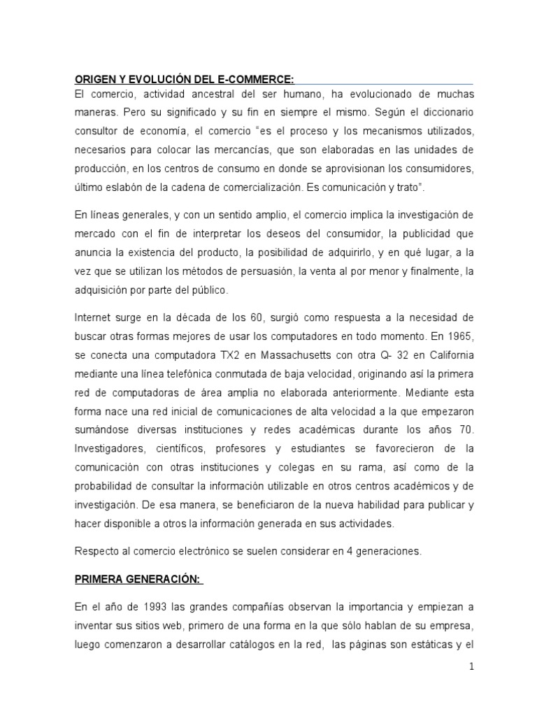 Evolución del E-commerce: 4 Generaciones | PDF | Comercio electrónico ...