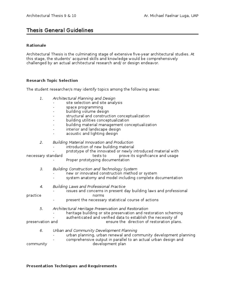 Architectural Thesis Guidelines and Structure | PDF | Thesis ...