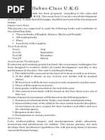 Syllabus-Class U.K.G: Important Note