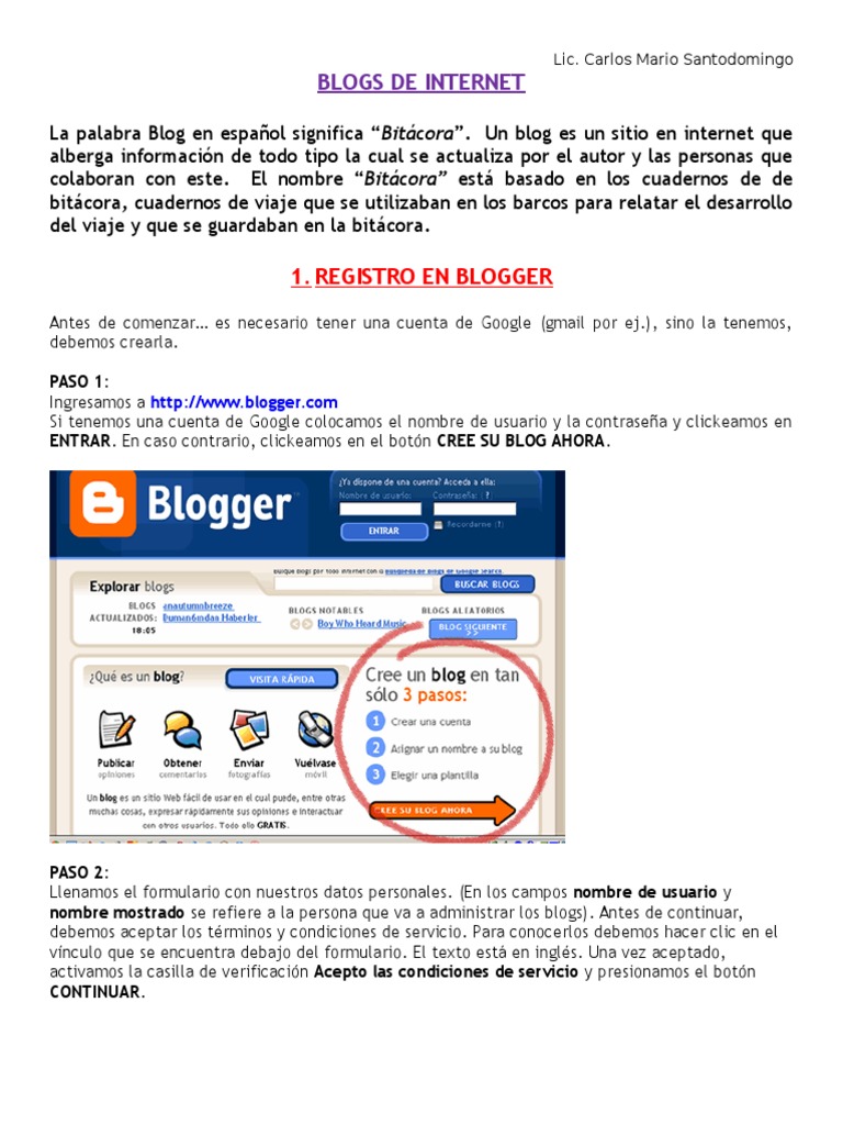 Cómo Crear un Blog en Blogger Paso a Paso | PDF | Blog | Google